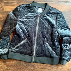 Kensie Jeans Quilted Velvet Bomber Jacket